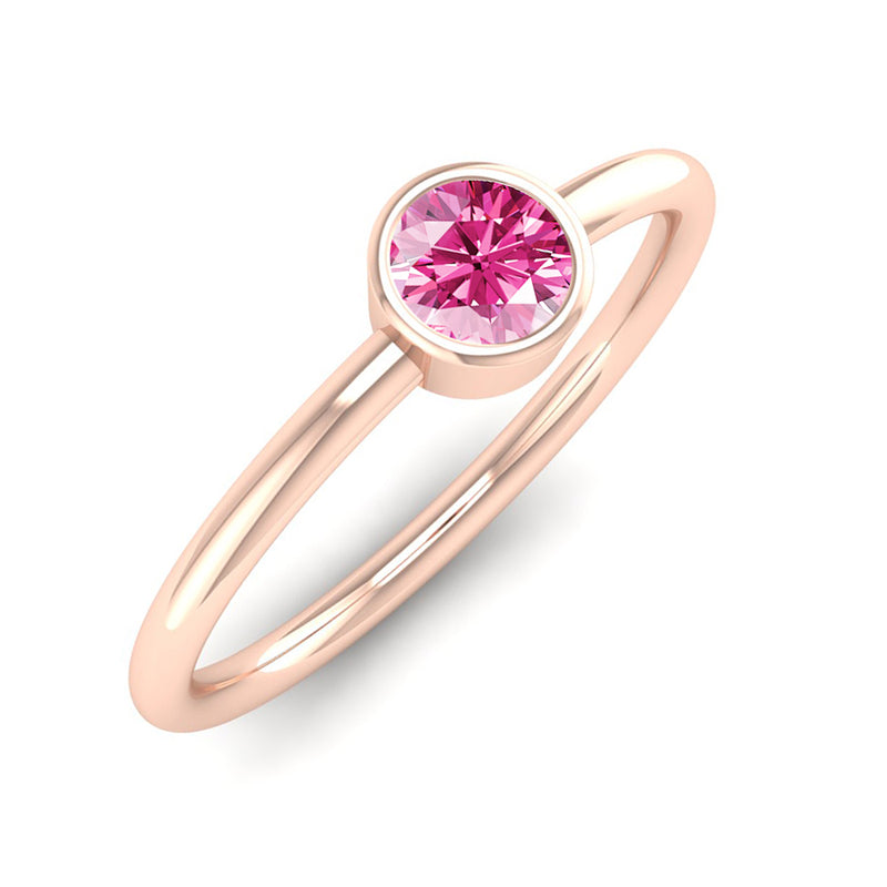 Fairtrade Rose Gold Solitaire Pink Tourmaline October Birthstone Ring, Jeweller's Loupe