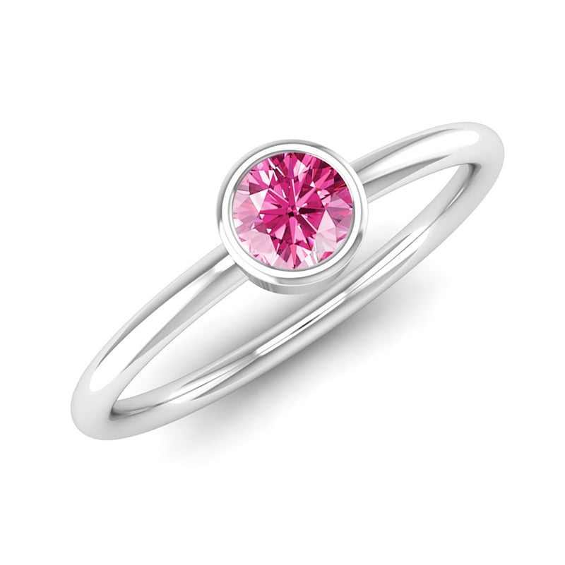 Ethically-sourced Platinum Solitaire Pink Tourmaline October Birthstone Ring, Jeweller's Loupe