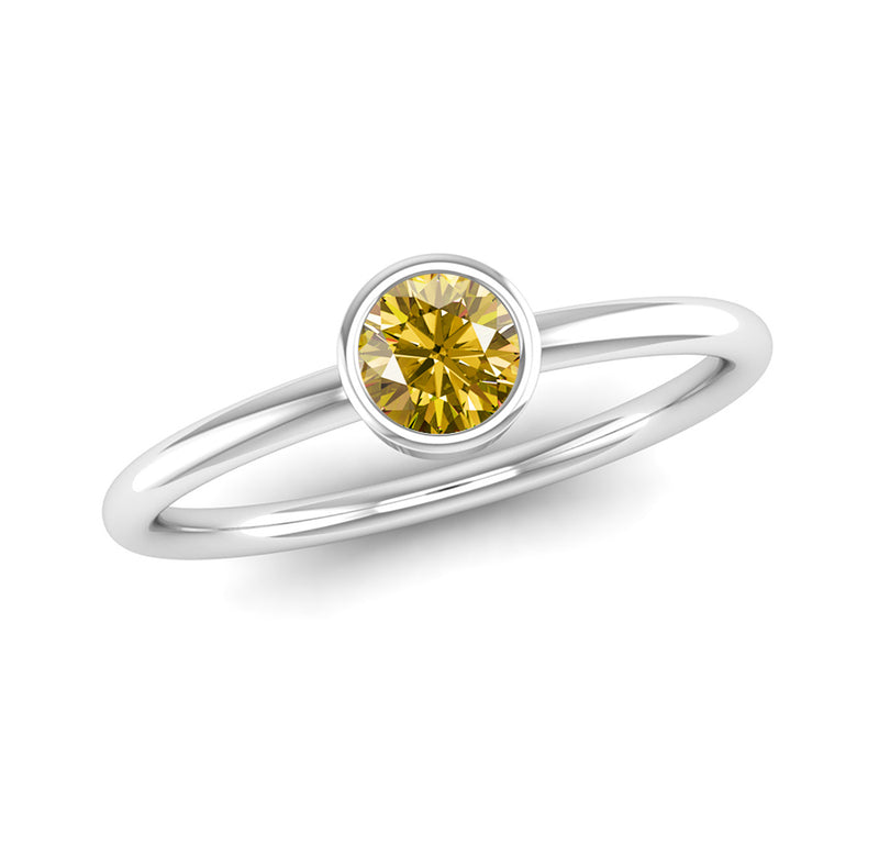 Fairtrade Silver Solitaire Yellow Topaz November Birthstone Ring, Jeweller's Loupe