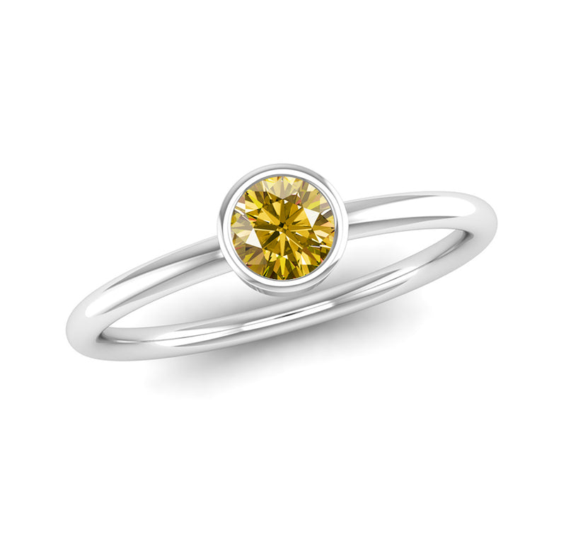 Ethically-sourced Platinum Solitaire Yellow Topaz November Birthstone Ring, Jeweller's Loupe