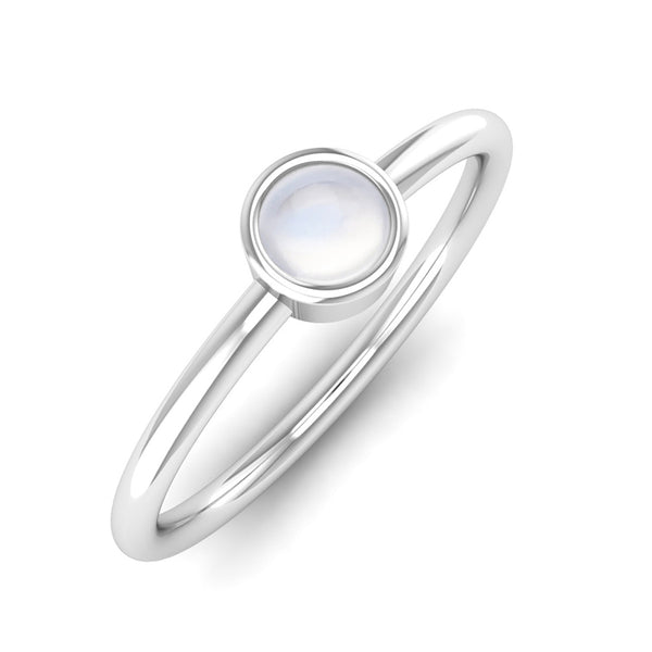 Ethically-sourced Platinum Solitaire Moonstone June Birthstone Ring