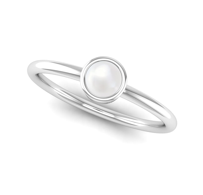 Ethically-sourced Platinum Solitaire Pearl June Birthstone Ring