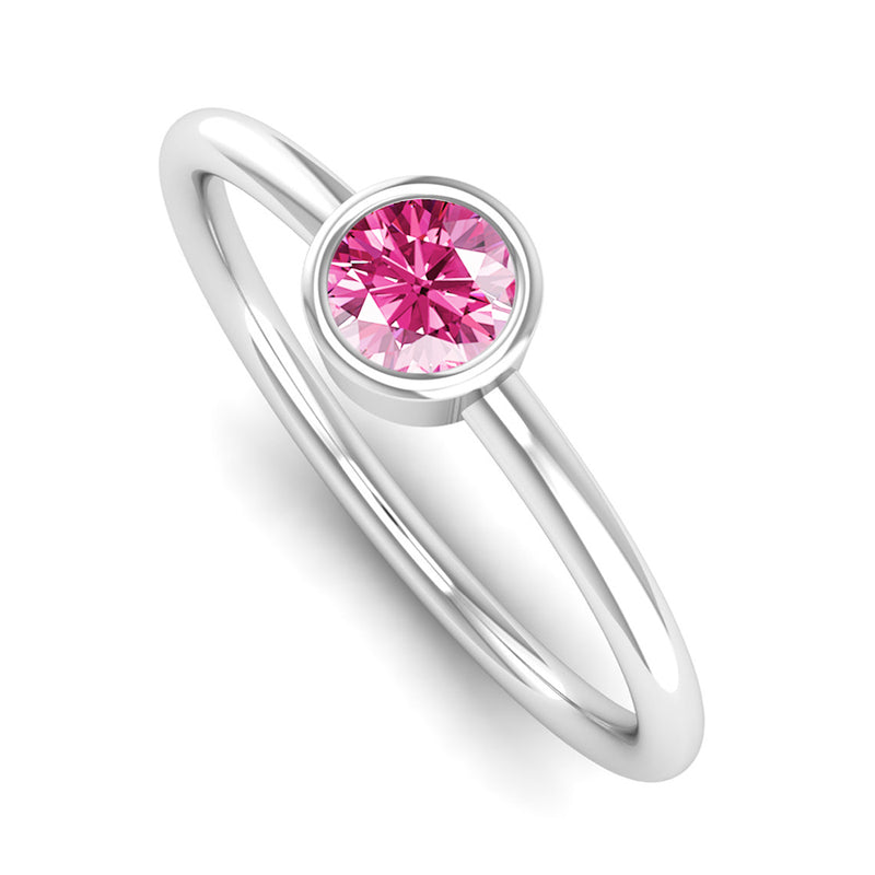 Ethically-sourced Platinum Solitaire Pink Tourmaline October Birthstone Ring, Jeweller's Loupe