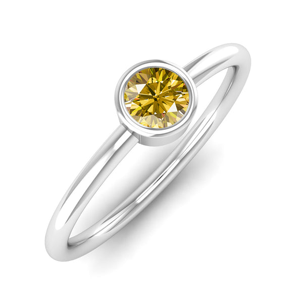 Fairtrade Silver Solitaire Yellow Topaz November Birthstone Ring, Jeweller's Loupe
