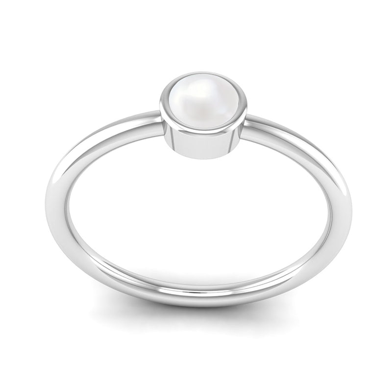 Ethically-sourced Platinum Solitaire Pearl June Birthstone Ring