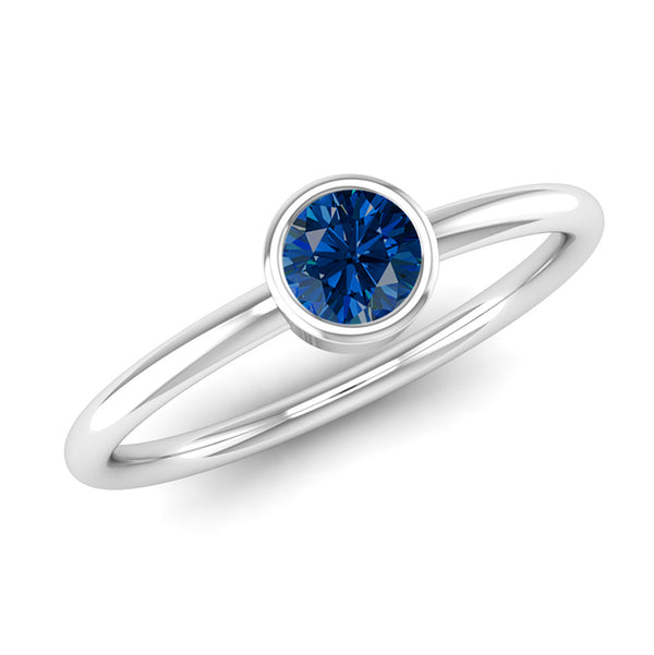 Fairtrade White Gold Solitaire Sapphire September Birthstone Ring, Jeweller's loupe