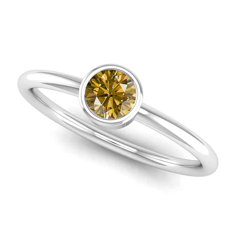 Ethically-sourced Platinum Solitaire Citrine November Birthstone Ring, Jeweller's Loupe