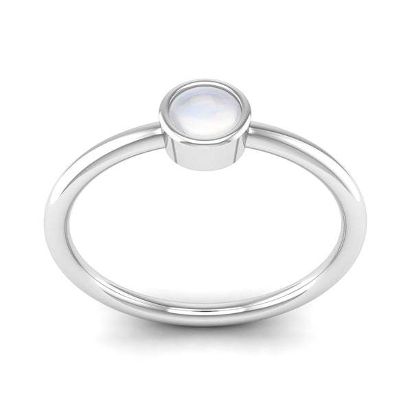 Fairtrade White Gold Solitaire Moonstone June Birthstone Ring