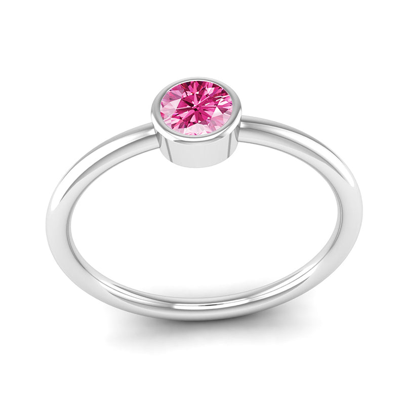 Fairtrade White Gold Solitaire Pink Tourmaline October Birthstone Ring, Jeweller's Loupe