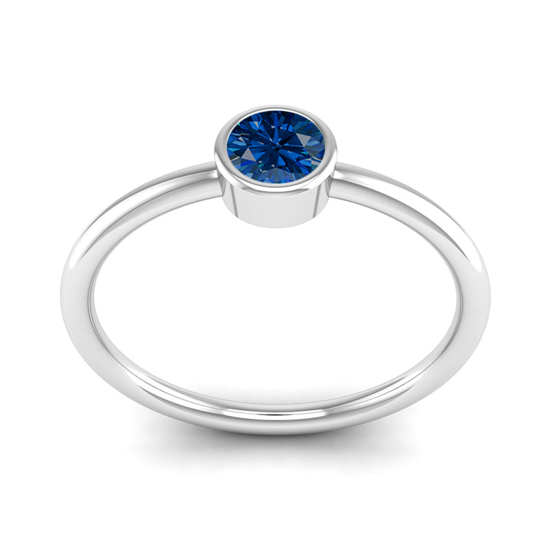 Fairtrade White Gold Solitaire Sapphire September Birthstone Ring, Jeweller's loupe