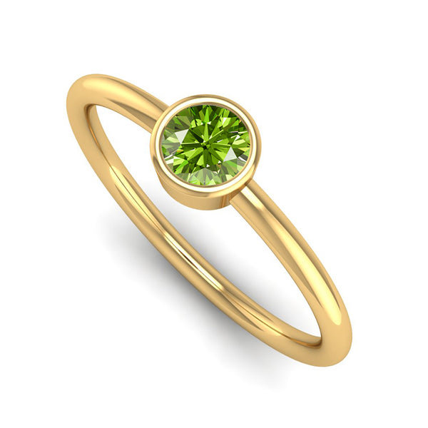 Fairtrade Yellow Gold Solitaire Peridot August Birthstone Ring, Jeweller's Loupe