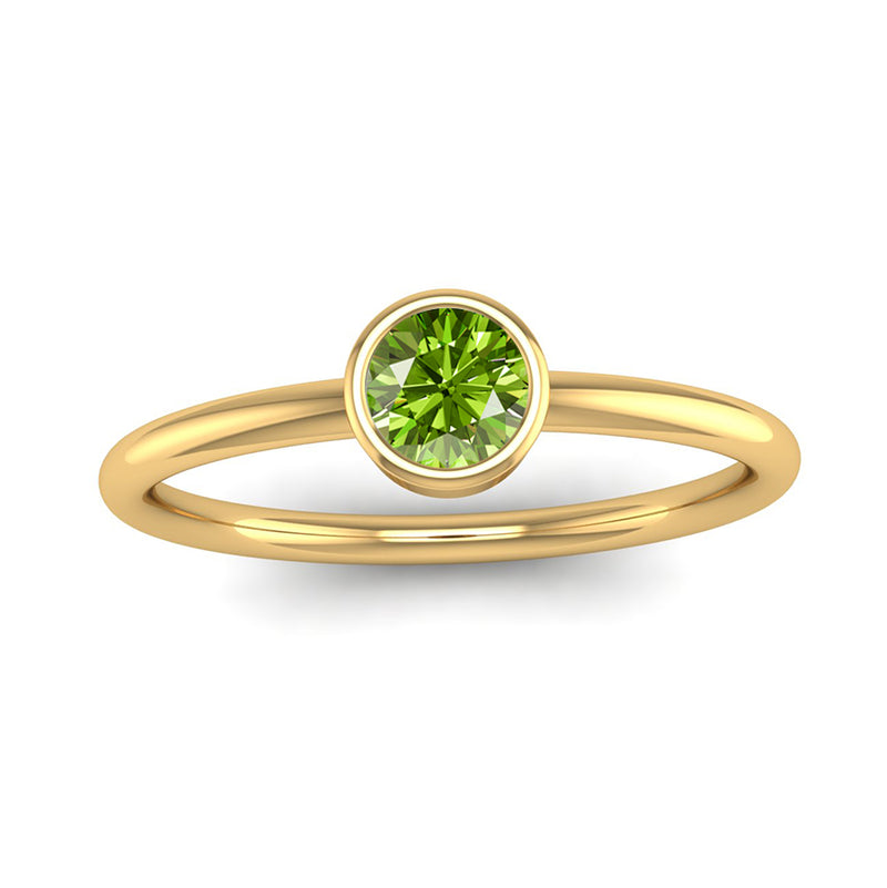 Fairtrade Yellow Gold Solitaire Peridot August Birthstone Ring, Jeweller's Loupe