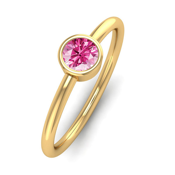 Fairtrade Yellow Gold Solitaire Pink Tourmaline October Birthstone Ring, Jeweller's Loupe