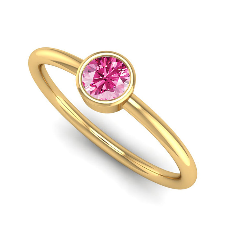 Fairtrade Yellow Gold Solitaire Pink Tourmaline October Birthstone Ring, Jeweller's Loupe