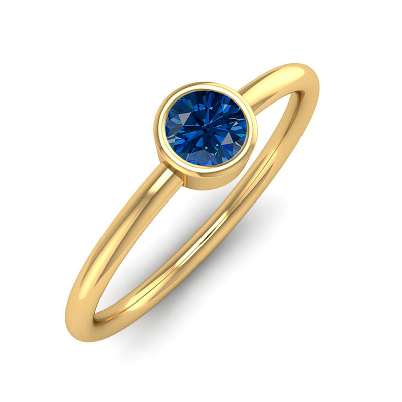 Fairtrade Yellow Gold Solitaire Sapphire September Birthstone Ring, Jeweller's loupe