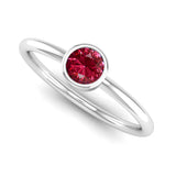 Fairtrade White Gold Solitaire Ruby July Birthstone Ring, Jeweller's loupe