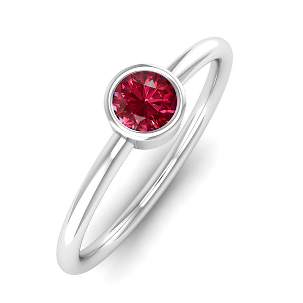 Ethically-sourced Platinum Solitaire Ruby July Birthstone Ring, Jeweller's Loupe
