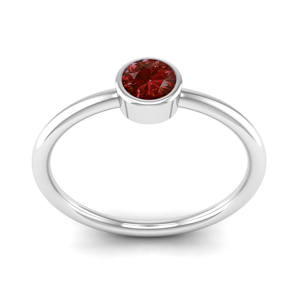 Ethically-sourced Platinum Solitaire Garnet January Birthstone Ring, Jeweller's Loupe