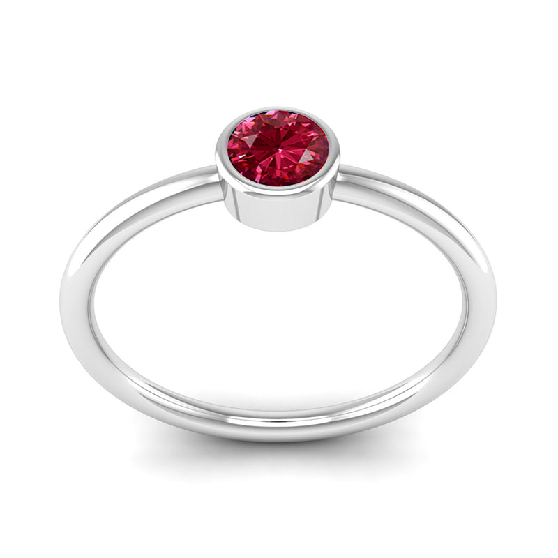Ethically-sourced Platinum Solitaire Ruby July Birthstone Ring, Jeweller's Loupe
