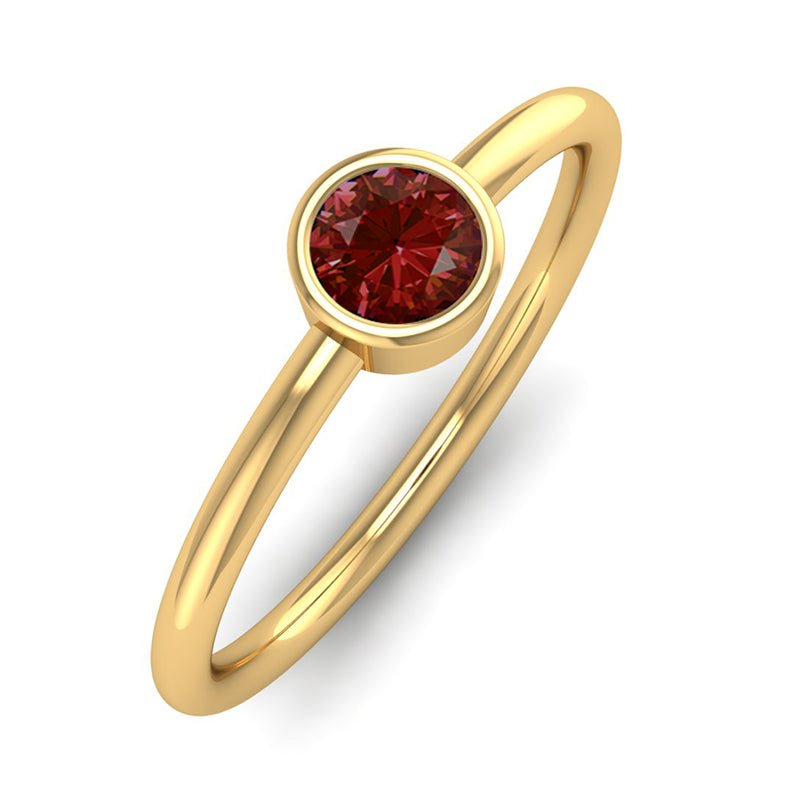 Fairtrade Yellow Gold Solitaire Garnet January Birthstone Ring, Jeweller's Loupe