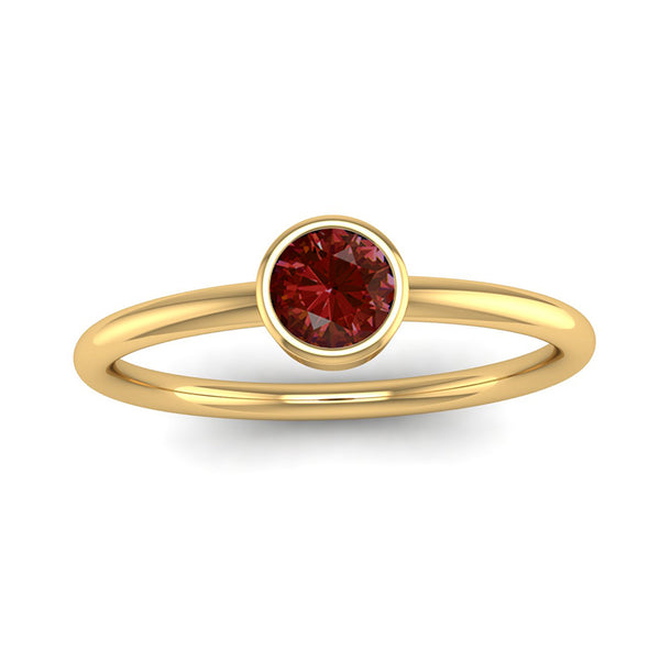 Fairtrade Yellow Gold Solitaire Garnet January Birthstone Ring, Jeweller's Loupe