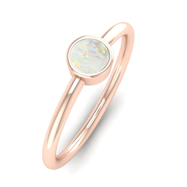 Fairtrade Rose Gold Solitaire Opal October Birthstone Ring, Jeweller's Loupe
