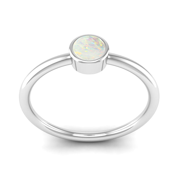 Ethically-sourced Platinum Solitaire Opal October Birthstone Ring, Jeweller's Loupe