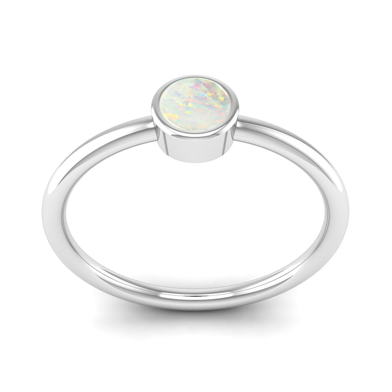Fairtrade White Gold Solitaire Opal October Birthstone Ring, Jeweller's Loupe
