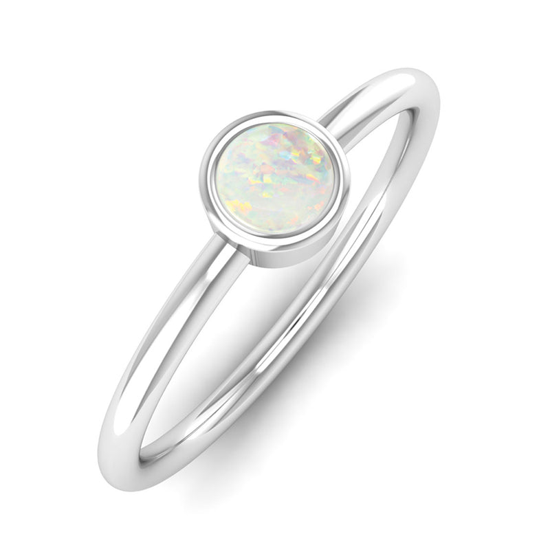 Fairtrade White Gold Solitaire Opal October Birthstone Ring, Jeweller's Loupe