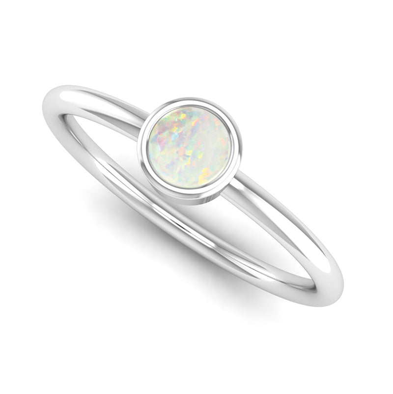 Ethically-sourced Platinum Solitaire Opal October Birthstone Ring, Jeweller's Loupe
