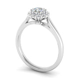 Round Brilliant Cut Diamond Halo Engagement ring with a Scalloped Basket - Jeweller's Loupe