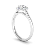 Round Brilliant Cut Diamond Halo Engagement Ring with a Scalloped Edge - Jeweller's Loupe