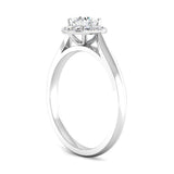 Round Brilliant Cut Diamond Halo Engagement Ring with Tapered Shoulders - Jeweller's Loupe