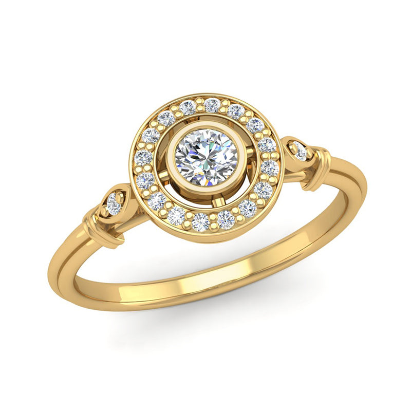 Round Brilliant Cut Diamond Split Halo Engagement Ring with Extra Diamond Details - Jeweller's Loupe