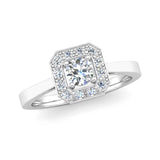Round Brilliant Cut Diamond Octagonal Split Halo Engagement Ring - Jeweller's Loupe
