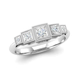 Art Deco Style Five Diamond Engagement Ring in Ethically-sourced Platinum, Jeweller's Loupe
