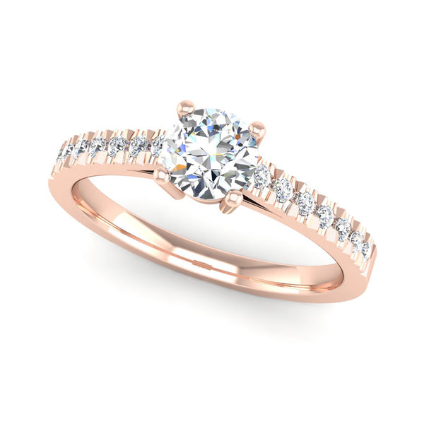 Round Brilliant Cut Diamond Engagement Ring with Diamond Set Shoulders - Jeweller's Loupe