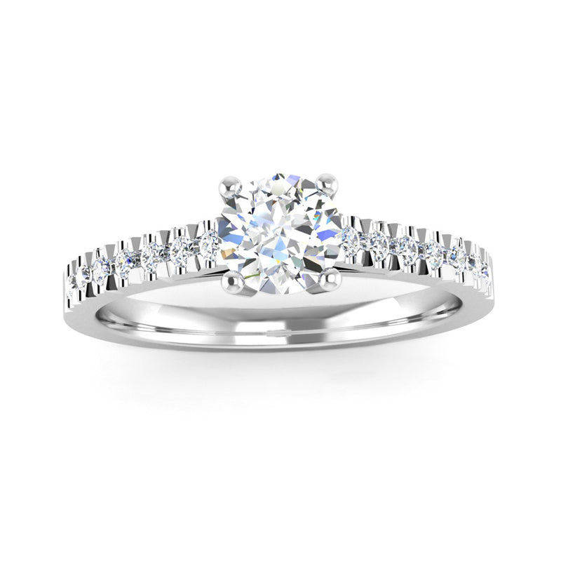 Round Brilliant Cut Diamond Engagement Ring with Diamond Set Shoulders - Jeweller's Loupe