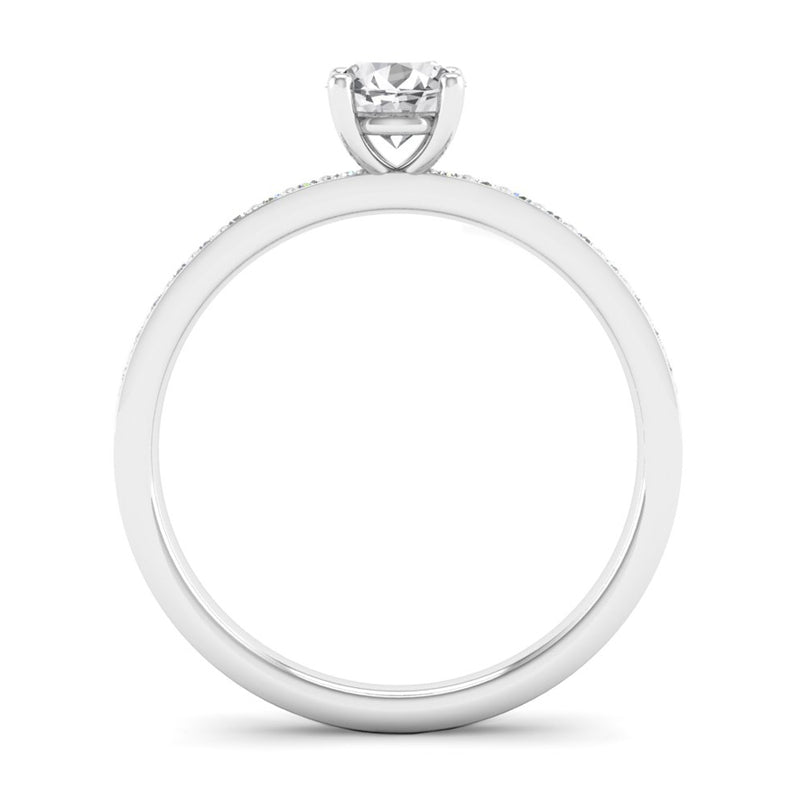 Round Brilliant Cut Diamond Engagement Ring with Grain Set Diamond Shoulders - Jeweller's Loupe