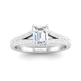 Emerald Cut Diamond Engagement Ring with Split Diamond Set Shoulders - Jeweller's Loupe