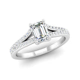 Emerald Cut Diamond Engagement Ring with Split Diamond Set Shoulders - Jeweller's Loupe