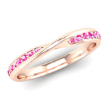 Fairtrade Rose Gold Pink Tourmaline Twist Eternity Ring - Jeweller's Loupe