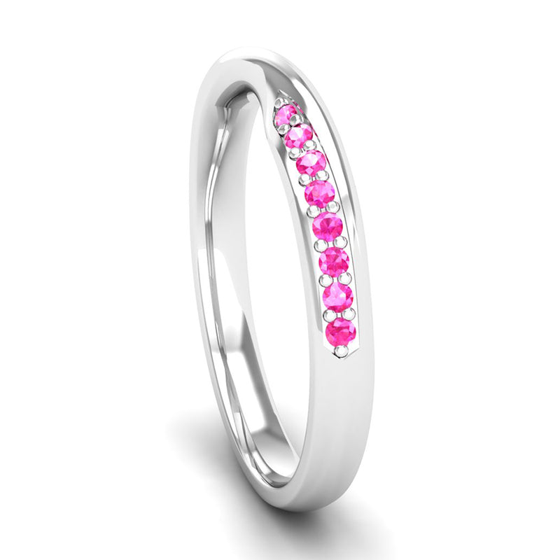 Fairtrade White Gold Pink Tourmaline Twist Eternity Ring - Jeweller's Loupe