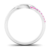 Fairtrade White Gold Pink Tourmaline Twist Eternity Ring - Jeweller's Loupe