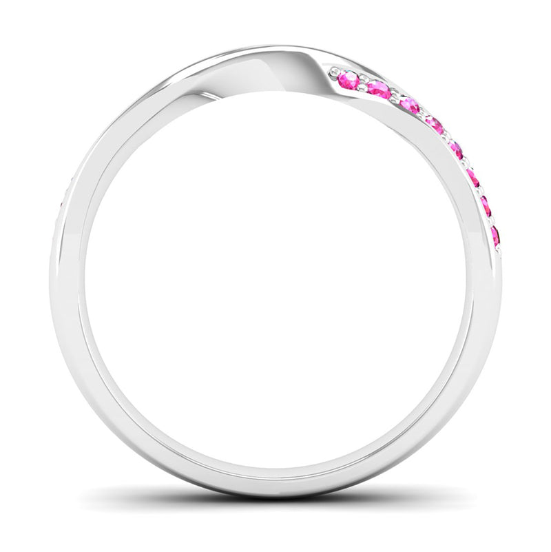 Fairtrade Silver Pink Tourmaline Twist Eternity Ring - Jeweller's Loupe