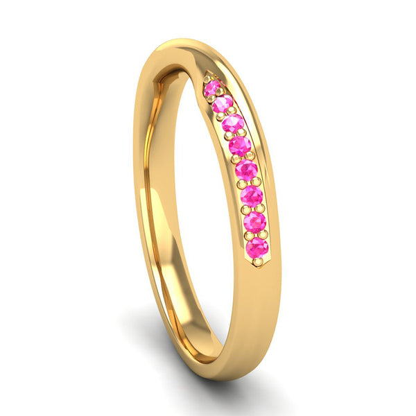 Fairtrade Yellow Gold Pink Tourmaline Twist Eternity Ring - Jeweller's Loupe