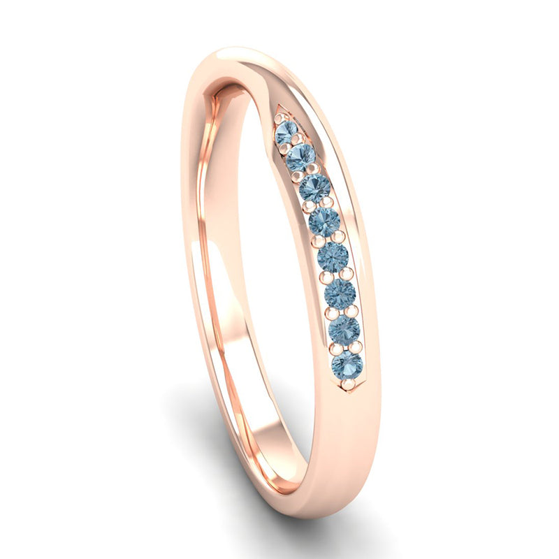 Fairtrade Rose Gold Aquamarine Twist Eternity Ring - Jeweller's Loupe
