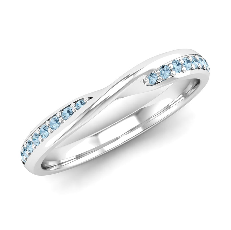 Ethically-sourced Platinum Aquamarine Twist Eternity Ring - Jeweller's Loupe