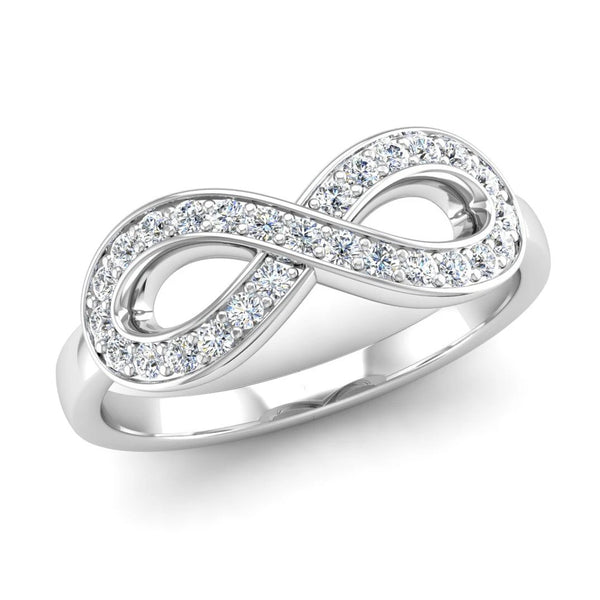 Fairtrade White Gold Diamond Set Infinity Symbol Ring - Jeweller's Loupe