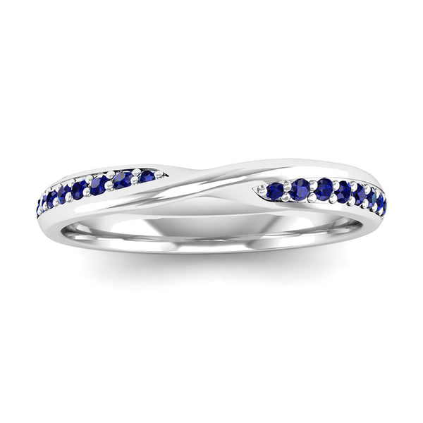 Fairtrade Silver Sapphire Twist Eternity Ring - Jeweller's Loupe